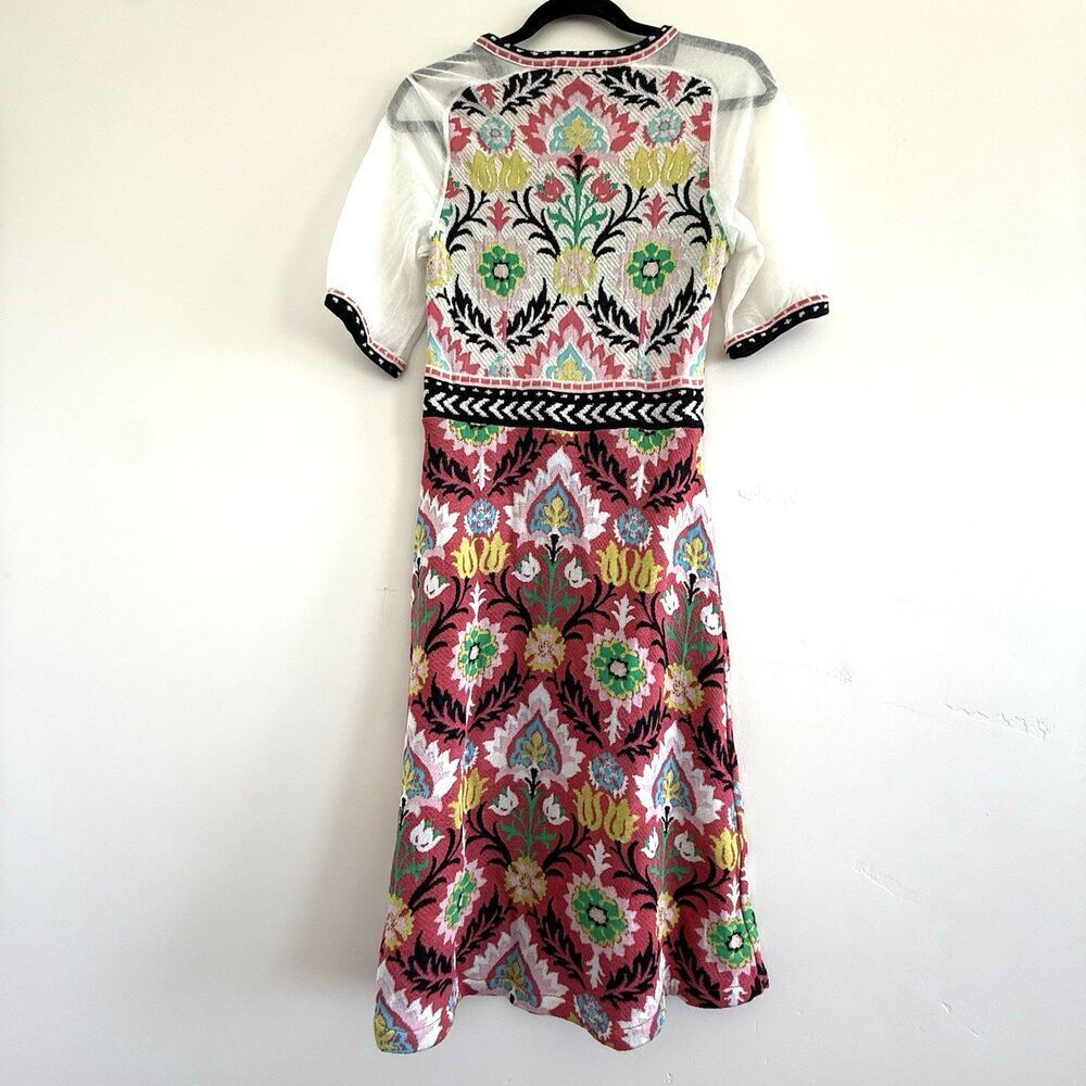 Anthropologie Aldomartins Knit Dress Fit & Flare Cottagecore Wool Boho Floral XS - Picture 10 of 11